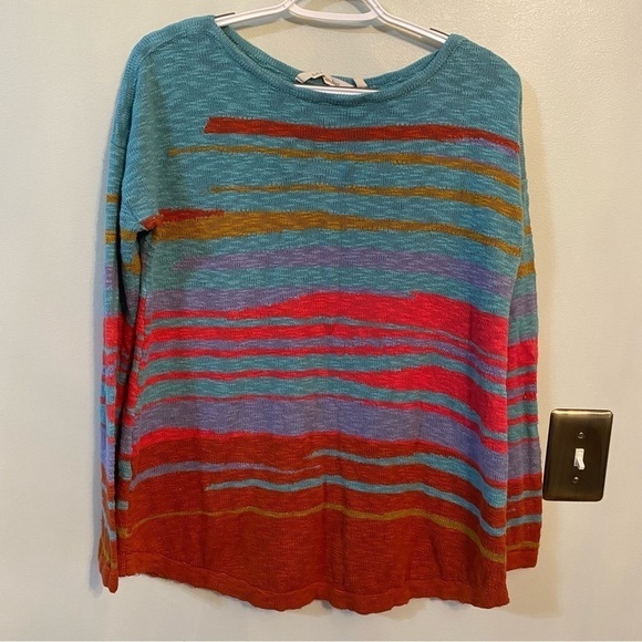 Soft surroundings colorful stripe slouchy sweater medium - Picture 1 of 7
